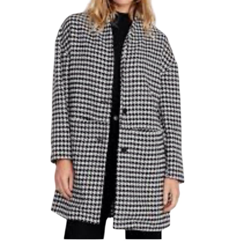 Old Navy Black & Whitee Houndstooth Coat New Size XL